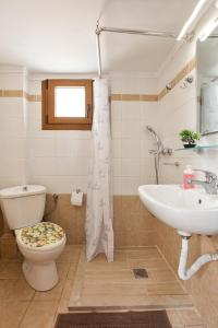 een badkamer met een toilet en een wastafel bij Anopolh apartment 11 in Thessaloniki
