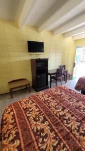 a bedroom with a large bed and a television at Relax Inn in Lucedale
