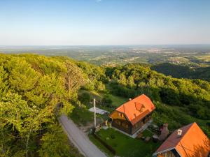 an overhead view of a house with an orange roof at Kuća za odmor Poljanica Okićka in Jastrebarsko