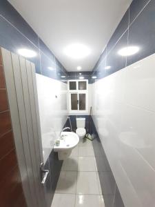 La salle de bains est pourvue de toilettes blanches et d'un lavabo. dans l'établissement Smart hom, au Caire
