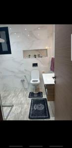 ein Bad mit einem WC und einem Waschbecken in der Unterkunft Sweet home three bedroom house in Sousse