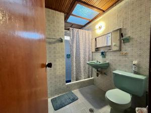 a bathroom with a green toilet and a sink at CASA FAMILIAR CENTRICA in Duitama