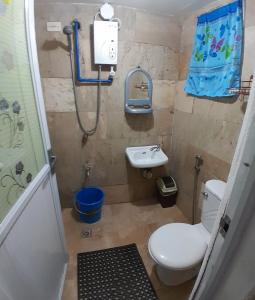 a small bathroom with a toilet and a sink at Amara Transient House - Homestay in Baguio