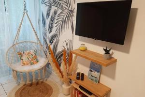 TV a/nebo společenská místnost v ubytování Studio cosy à Bas-du-Fort
