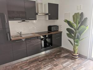 Dapur atau dapur kecil di Logement cosy avec piscine et jacuzzi privatifs 4 étoiles