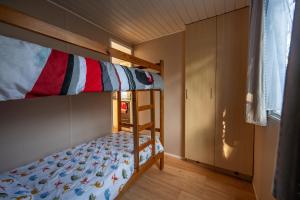 a bedroom with a bunk bed with a ladder at Mobilehome 4 personnes in Les Mathes