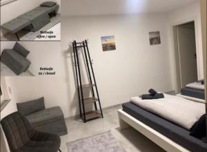 Ein Bett oder Betten in einem Zimmer der Unterkunft Business Suite 04 mit Netflix Premium & Parkplatz, zentral zu Audi & Schwarz Gruppe with Fußbodenheizung