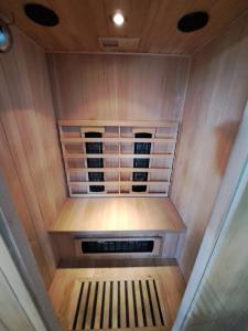 an inside view of a wine cellar in a sauna at Rekreační Domek Litenčice na Jižní Moravě in LitenÄice