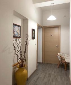 a hallway with a vase with a plant in it at B&B Sa Clarera in Baunei