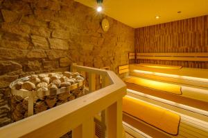 a sauna with a bowl of bread on a table at Tosei Hotel Cocone Tsukiji Ginza Premier in Tokyo
