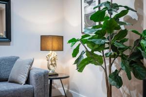 a living room with a couch and a plant at Hampstead Garden Flat-Hosted by Sweetstay in London