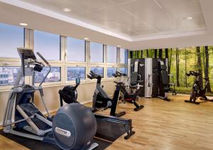a gym with treadmills ellipticals and exercise bikes at Park Plaza Nottingham in Nottingham