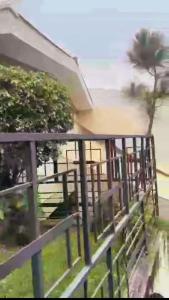 a fence in front of a house with a tree at Kartagus Guest House in San Salvador