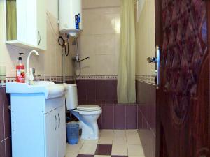 a bathroom with a toilet and a sink at Orom hostel in Dushanbe
