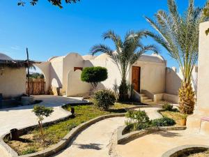 a house with a courtyard with palm trees at Moon_Valley_Siwa in Siwa