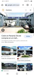 een screenshot van een pagina van een winkel met een bus bij Apartamento en BalaBeach María Chiquita in front of the beach 2hab in Colón