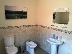 a bathroom with a toilet and a sink at Lochside Lodge in White Bridge