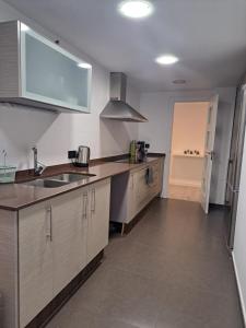 cocina con fregadero y encimera en Habitación Doble en piso compartido, en Premiá de Mar