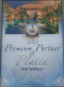 Certifikát, hodnocení, plakát nebo jiný dokument vystavený v ubytování Hotel Apfelbaum