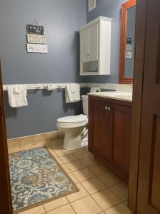 a bathroom with a toilet and a sink at Allegheny Spg - Cozy Condo Ski from our patio in Dunmore