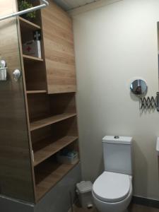 a bathroom with a toilet and wooden shelves at Cc39 -Q1 in Funchal