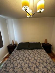 1 dormitorio con 1 cama y 2 mesitas de noche en Departamento a pasos del centro de Concepción, en Concepción