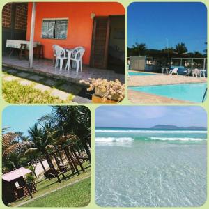 a collage of pictures of a house and the beach at Casa em Cabo Frio in Cabo Frio