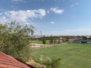 ein Fußballfeld mit einem Fußballplatz auf einem Feld in der Unterkunft Pyunic Hotel in Yerevan