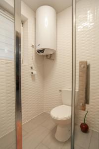 uma casa de banho com um WC e uma luz em Domek JuKa em Biały Dunajec
