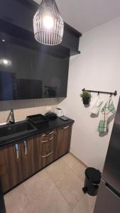 - une cuisine avec un évier et un comptoir dans l'établissement Stella LUX Apartment, à Nova Pazova