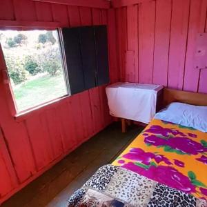 SapopemaにあるPousada 4 estaçãoのベッドと窓が備わる小さな客室です。