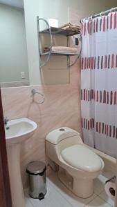 a bathroom with a toilet and a sink at Casona Huascaran in Anta