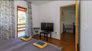 Televízia a/alebo spoločenská miestnosť v ubytovaní Holiday home in Balatonkeresztur 43400
