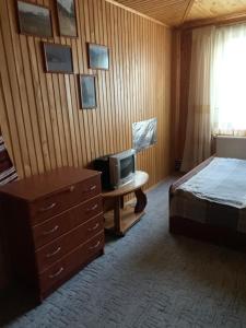 ヤレムチャにあるСадиба Зґардаのベッドルーム1室(ベッド1台、デスク、テレビ付)