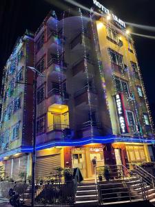 a large building with lights on the side of it at Hotel Arati Pvt. Ltd. in Kathmandu