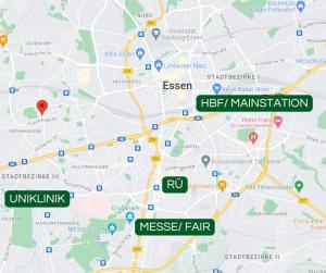 a map of the city of westsheet fir at Central•Balcony•Messe•Uniklinik perfect for 2 in Essen