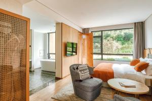 Χώρος καθιστικού στο Anji Shanchuan Design Homestay