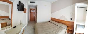 a hotel room with a bed and a tv at Hotel Apulia in San Giovanni Rotondo