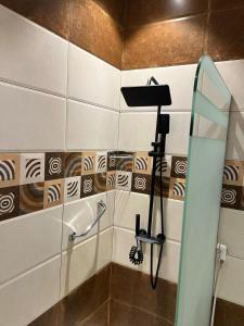 eine Dusche mit Surfbrett im Bad in der Unterkunft فندق ركن النخبه الماسي Elite Diamond Corner - فنـــــــدق دامـاس Damas Hotel in Dschidda