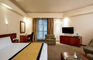 Μια τηλεόραση ή/και κέντρο ψυχαγωγίας στο Olive Tree Hotel