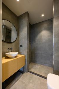 W łazience znajduje się umywalka i prysznic. w obiekcie 12A, Luxe & Uniek - Bioscoopzaal - Terras - Uitzicht w mieście Oisterwijk