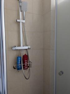 a shower with a shower head in a bathroom at Casa 2112 in Sestola