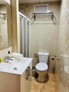 コルドバにあるAPARTAMENTO LOS CAPUCHINOSのバスルーム(白いトイレ、シンク付)