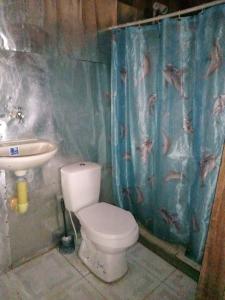 łazienka z toaletą i umywalką w obiekcie HOSPEDAJE DOÑA NEL w mieście El Valle