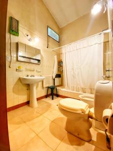 łazienka z toaletą i umywalką w obiekcie CASA COSSIO w mieście Yerba Buena