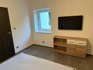 Televízia a/alebo spoločenská miestnosť v ubytovaní Byt apartman 73m2 Klid příroda Parking FREE