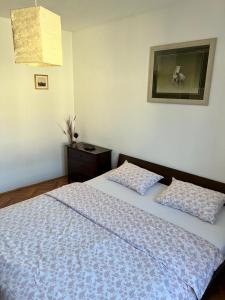 ein Schlafzimmer mit einem Bett mit zwei Kissen darauf in der Unterkunft Apartment Sunny day in Livno
