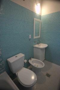 a bathroom with a white toilet and a sink at Tierra Mansa - Posada de Campo & Spa - Piscina Climatizada in Marcos Paz
