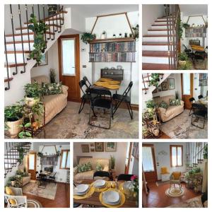 a collage of pictures of a living room and staircase at A due passi dal centro in Treviso