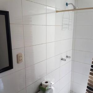 阿雷基帕的住宿－Casa a 10 min del centro y 15 min de Perumin，浴室设有淋浴和卷卫生纸。
